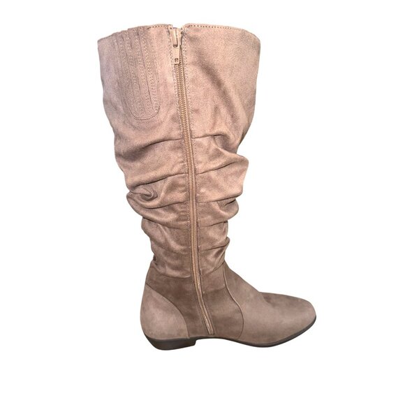Comfortview Wide Calf Shelly Tall Faux Suede Slouch Boots 8.5 Brown Y2K 90s Boho - Picture 9 of 12